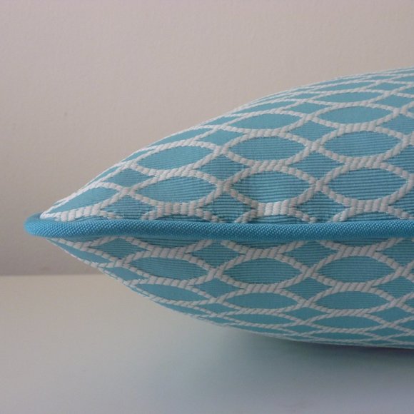 Blue & White, Handmade Decorative Indoor/Outdoor Pillow Cover 12" x 22" - Picture 2 of 2